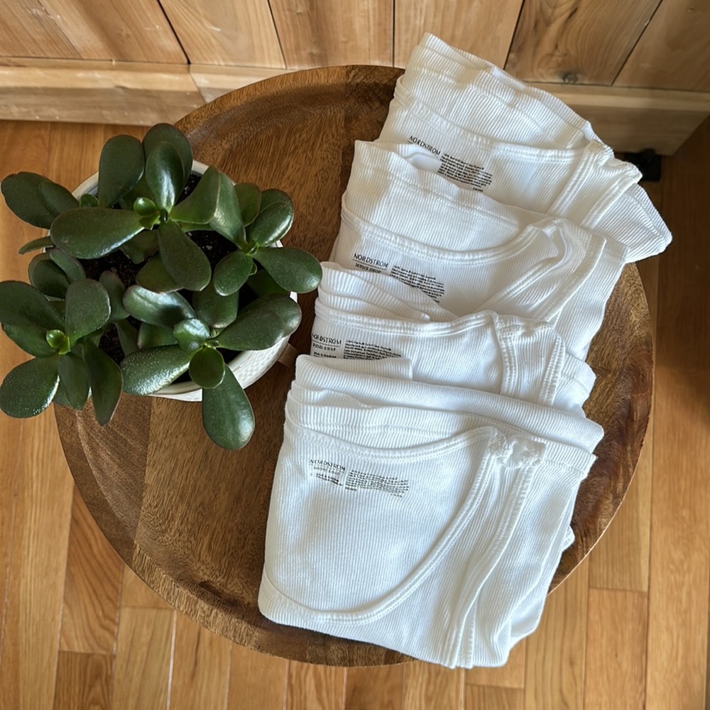 Nordstrom Men’s Shop 100% Supima Cotton White Athletic Tank (set of 4)